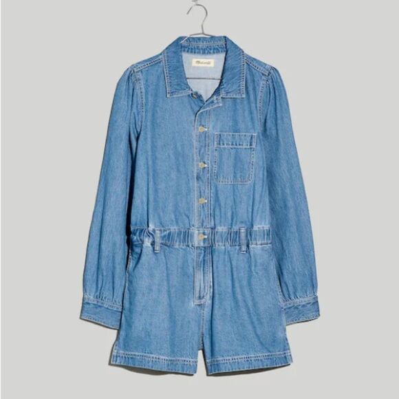 Madewell • Denim Long-Sleeve Romper in Rushland Wash - Picture 2 of 4